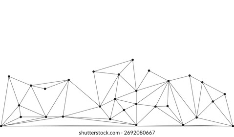 Abstract Polygonal Mesh with Black Nodes and Thin Lines, Creating a Minimalist Geometric Network Pattern