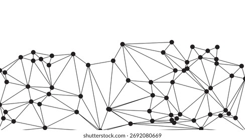 Malla poligonal Abstractas con nodos negros y líneas delgadas, creando un patrón de red geométrica minimalista