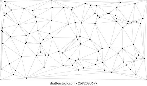 Malla poligonal Abstractas con nodos negros y líneas delgadas, creando un patrón de red geométrica minimalista