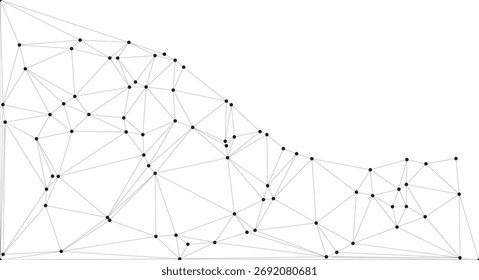Abstract Polygonal Mesh with Black Nodes and Thin Lines, Creating a Minimalist Geometric Network Pattern