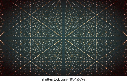 Abstract polygonal mesh space futuristic background. Digital blurred technology style. Defocused blank for business presentations or gift cards. Vector EPS10