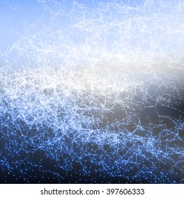 Abstract polygonal mesh space futuristic background. Digital blurred technology style. Defocused blank for business presentations or gift cards. Vector EPS10