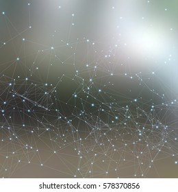 Abstract polygonal mesh space futuristic background. Digital blurred technology style. Defocused blank for business presentations or gift cards. Vector