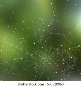 Abstract polygonal mesh space futuristic background. Digital blurred technology style. Defocused blank for business presentations or gift cards. Vector