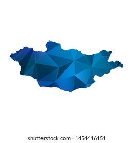 Abstract polygonal Mongolia map. Vector low poly color blue map geometric shape texture. Vector illustration.