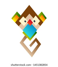 Abstract polygonal monkey ape head low polygon isolated illustration on white background.