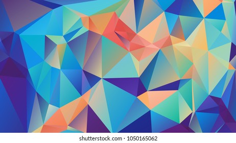 Abstract polygonal mosaic background consisting of triangles of different sizes and colors. Vector illustration in low poly style. Creative geometrical wallpaper. Crumpled colorful surface