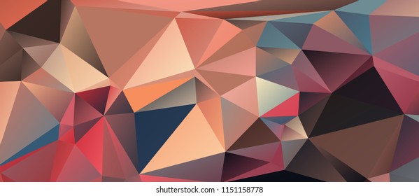 Abstract polygonal mosaic background consisting of triangles of different sizes and colors. Modern geometrical backdrop. Crumpled colorful surface. The image format is suitable for printing on a mug.