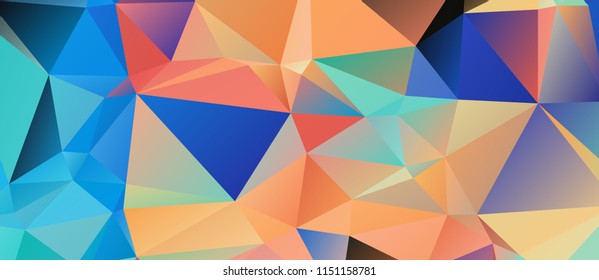 Abstract polygonal mosaic background consisting of triangles of different sizes and colors. Modern geometrical backdrop. Crumpled colorful surface. The image format is suitable for printing on a mug.