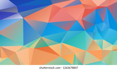 Abstract polygonal mosaic background consisting of triangles of different sizes and colors. Modern geometrical backdrop. Crumpled colorful surface.