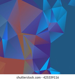 Abstract polygonal mosaic background consisting of triangles of different sizes and colors. Vector illustration in low poly style