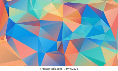 Abstract polygonal mosaic background consisting of triangles of different sizes and colors. Vector illustration in low poly style