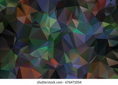 Abstract Polygonal Mosaic background of triangles lilac, green, dark color. Blurry grid. Vector illustration for business artwork. Creative Design Templates. For banners, poster, postcards, holiday.