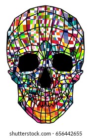 abstract polygonal multicolor skull on a background.