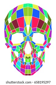 abstract polygonal multicolor skull on a background.