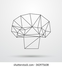 Abstract polygonal mushroom. Geometric triangle design. Colorfuul line vector illustration