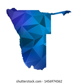 Abstract polygonal Namibia map. Vector low poly color blue map geometric shape texture. Vector illustration.