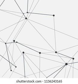 Abstract polygonal network science background with connecting dots and lines.