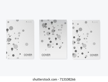 Abstract polygonal network shapes with connecting dots and lines. Cover technology template.