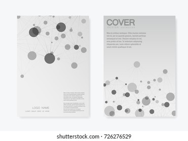 Abstract polygonal network shapes with connecting dots and lines. Cover technology template.