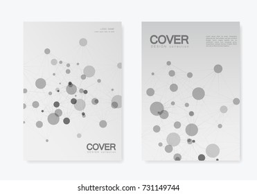 Abstract polygonal network shapes with connecting dots and lines. Cover technology template.