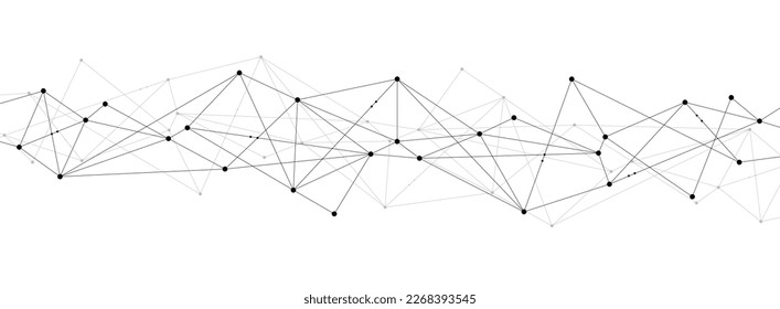 Abstract polygonal network system connect lines and dots background template.