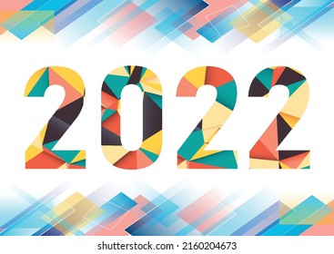 Resumen de números poligonales para Año Nuevo 2022 con textura. Plantilla futurista moderna para 2022 aislada en fondo blanco. Ilustración vectorial.