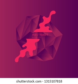 Abstract polygonal object and splashes in the background. Low poly design. Vector illustration
