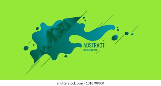 Abstract polygonal object and splashes in the background. Low poly design. Vector illustration