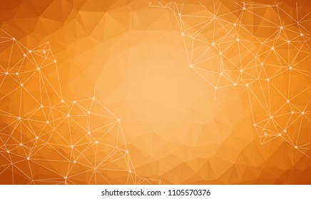 Abstract polygonal orange red low poly background with connecting dots and lines. Connection structure. Vector science background. Polygonal vector background. Futuristic HUD background.