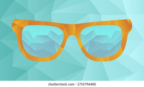 Resumen poligonal con diseño de gafas de sol anaranjadas.Ilustración vectorial del fondo de gafas de sol abstractas poligonales.
