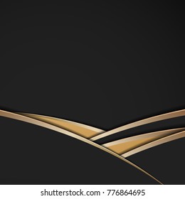 Abstract polygonal overlap dimension modern luxury dark background and gold metal border texture cover layout template with copy space. Material design concept. Trendy banner or poster design business