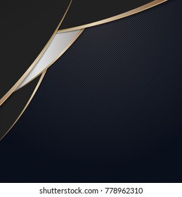 Abstract polygonal overlap dimension modern luxury dark background and gold metal border texture cover layout template with copy space. Material design concept. Trendy banner or poster design business