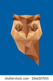 Abstract polygonal owl head, Modern low poly owl portrait, polygon abstract geometric animal, vector illustration