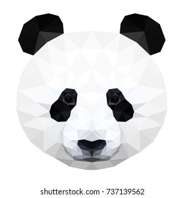 Abstract polygonal panda bear head. Modern low poly panda bear portrait pattern background for design t shirt, veterinary clinic poster, gift card, bag print, art workshop advertising etc.