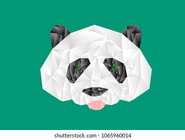 Abstract polygonal panda head, polygon abstract geometric animal, vector illustration