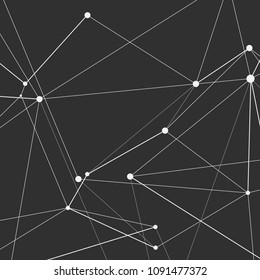 Abstract polygonal pannern with connecting dots and lines. Science and technology vector dark background.
