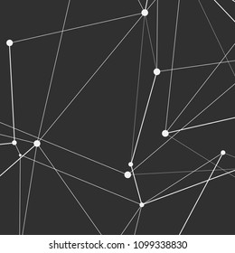 Abstract polygonal pannern with connecting dots and lines. Science and technology vector dark background.