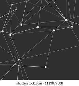 Abstract polygonal pannern with connecting dots and lines. Science and technology vector dark background.