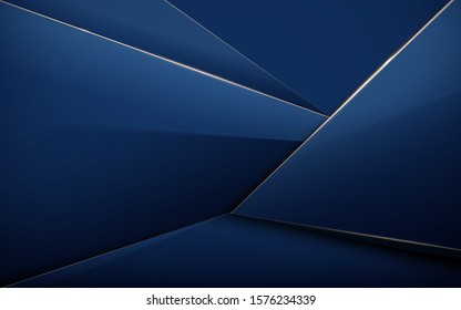 Abstract polygonal pattern background. Luxury blue and gold