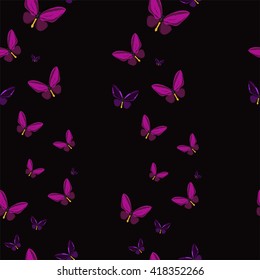 Abstract polygonal pattern with colorful butterflies, image with low poly butterfly, vector illustration with nature on the black background