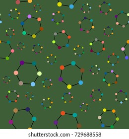 Abstract polygonal pattern with colorful dots.