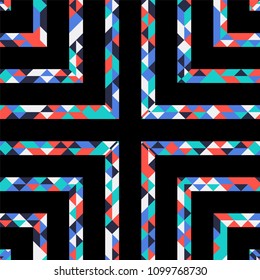 Abstract polygonal pattern with lines of colored triangles. Can be used as poster, banner, border, background, Wallpaper, card, print and etc. Eps10 vector.