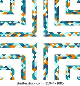 Abstract polygonal pattern with lines of colored triangles. Can be used as poster, banner, border, background, Wallpaper, card, print and etc. Eps10 vector.