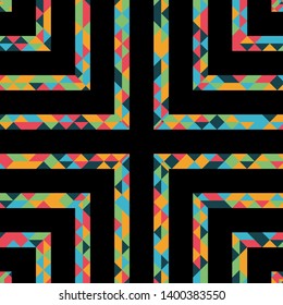 Abstract polygonal pattern with lines of colored triangles. Can be used as poster, banner, border, background, Wallpaper, card, print and etc. Eps10 vector.