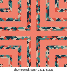 Abstract polygonal pattern with lines of colored triangles. Can be used as poster, banner, border, background, Wallpaper, card, print and etc. Eps10 vector.