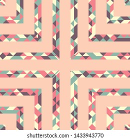 Abstract polygonal pattern with lines of colored triangles. Can be used as poster, banner, border, background, Wallpaper, card, print and etc. Eps10 vector.
