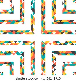 Abstract polygonal pattern with lines of colored triangles. Can be used as poster, banner, border, background, Wallpaper, card, print and etc. Eps10 vector.