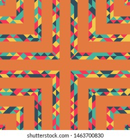 Abstract polygonal pattern with lines of colored triangles.  