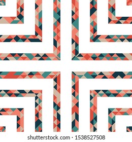 Abstract polygonal pattern with lines of colored triangles. Can be used as poster, banner, border, background, Wallpaper, card, print and etc. Eps10 vector.